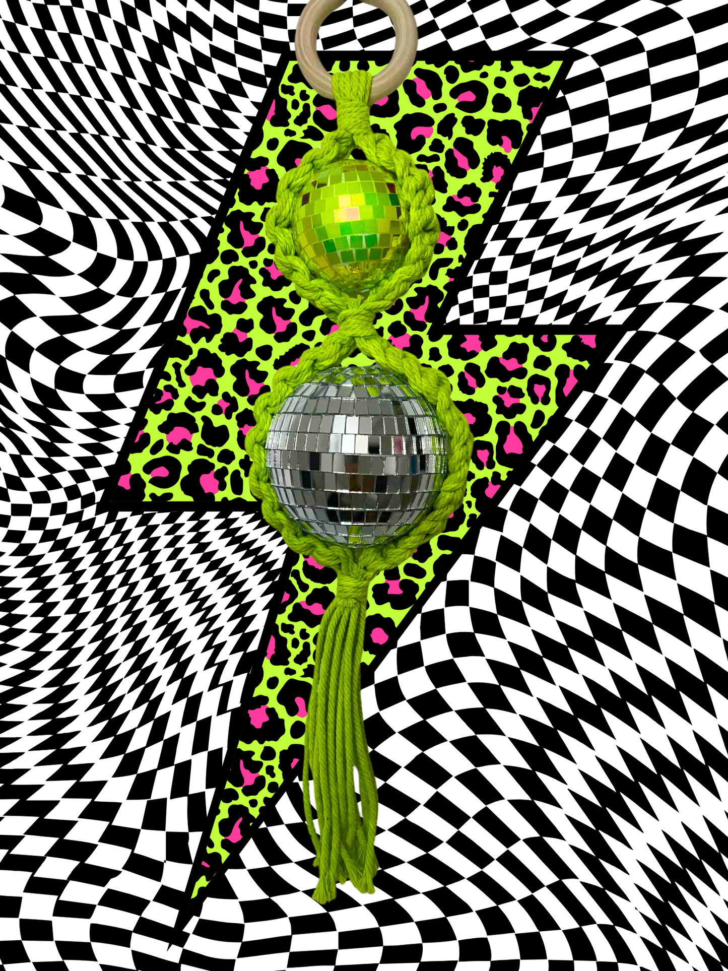 Happy Vibe Macrame Disco Ball Hanger