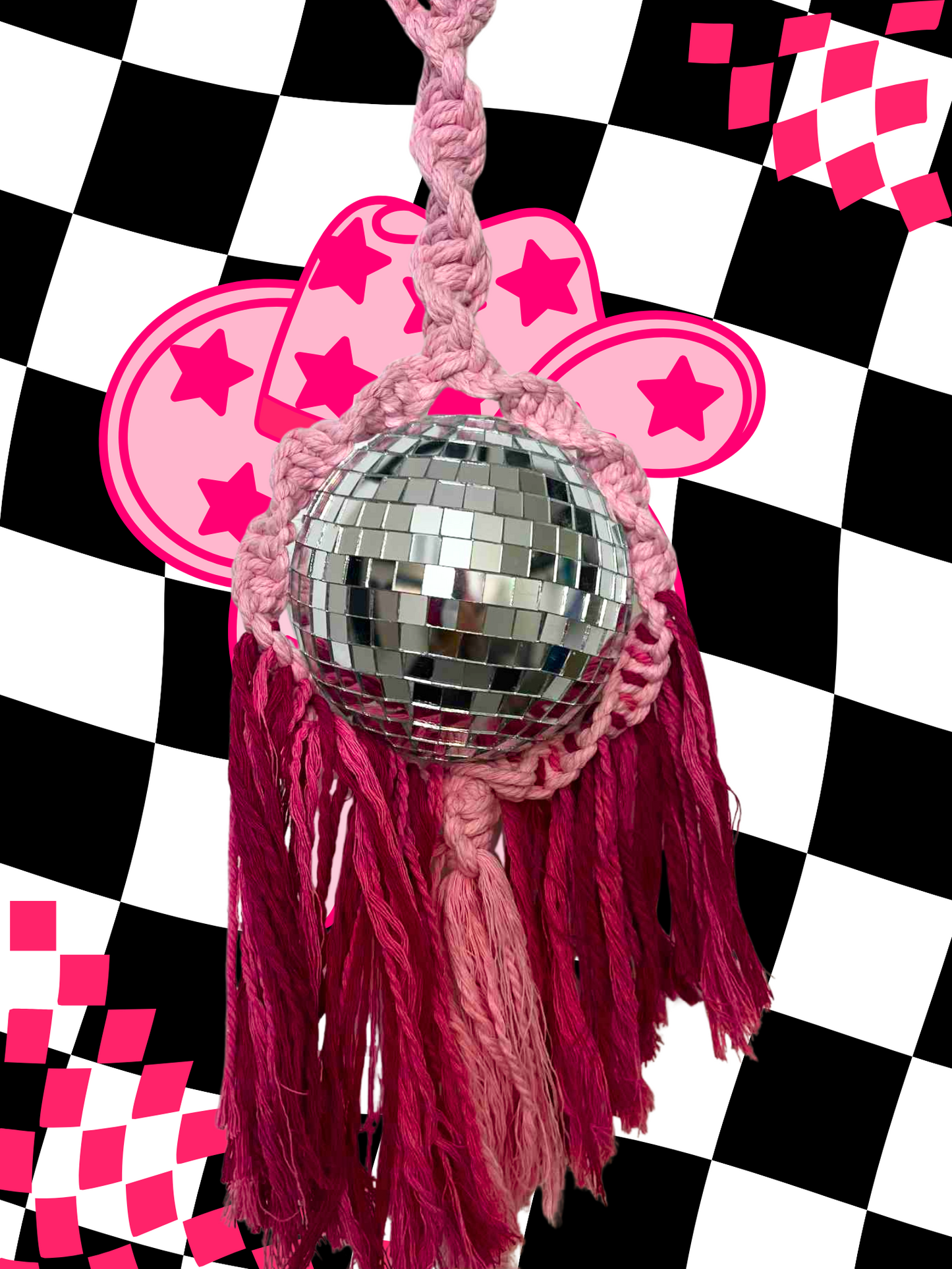 Wild Wild Pink West Macrame Disco Ball Hanger