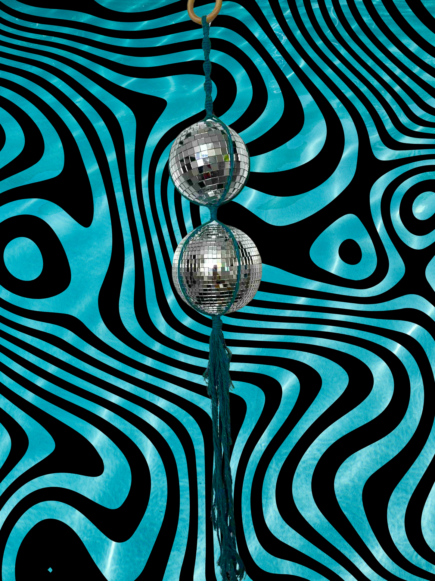 Chill Wave Macrame Disco Ball Hanger
