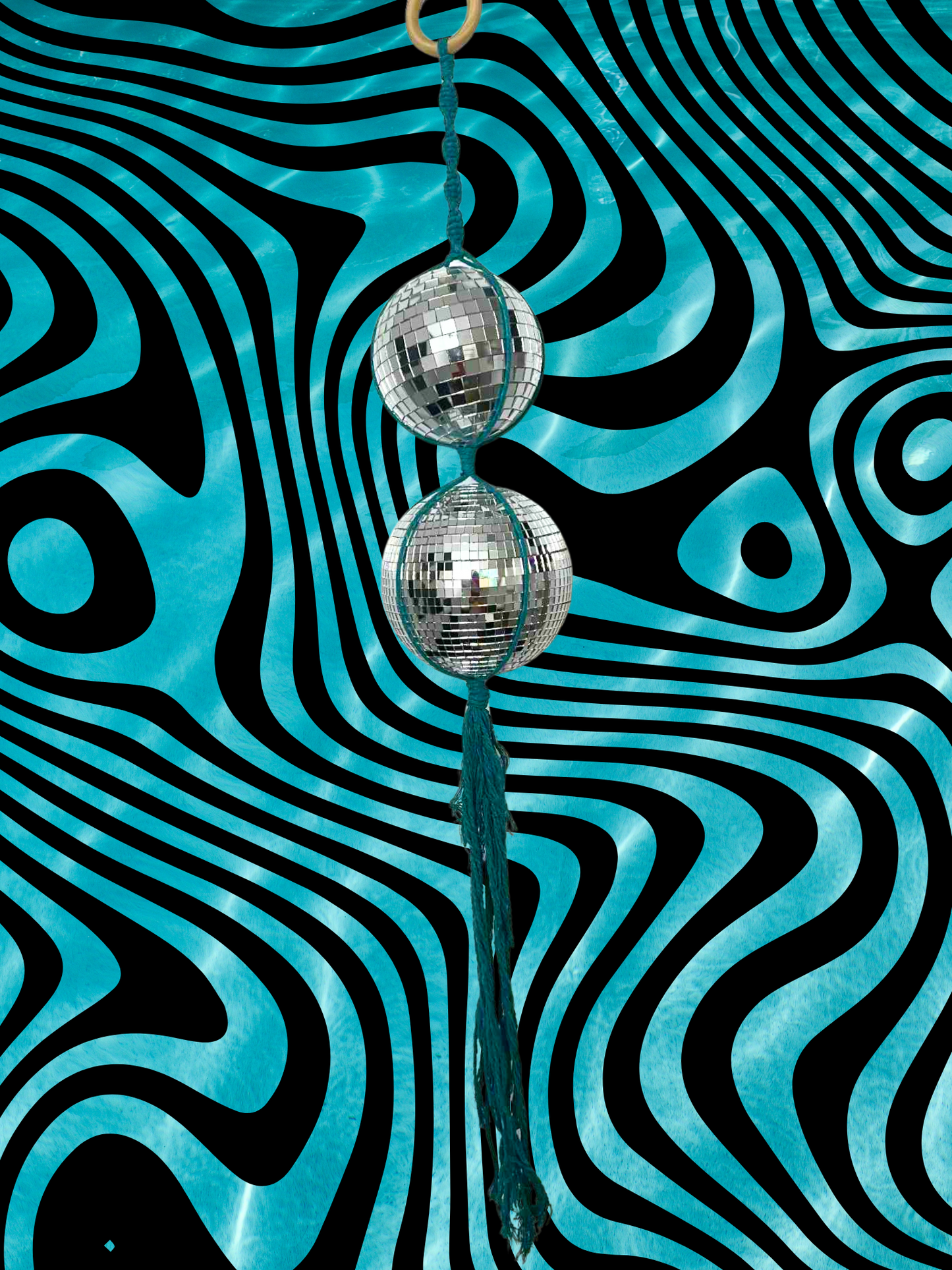 Chill Wave Macrame Disco Ball Hanger