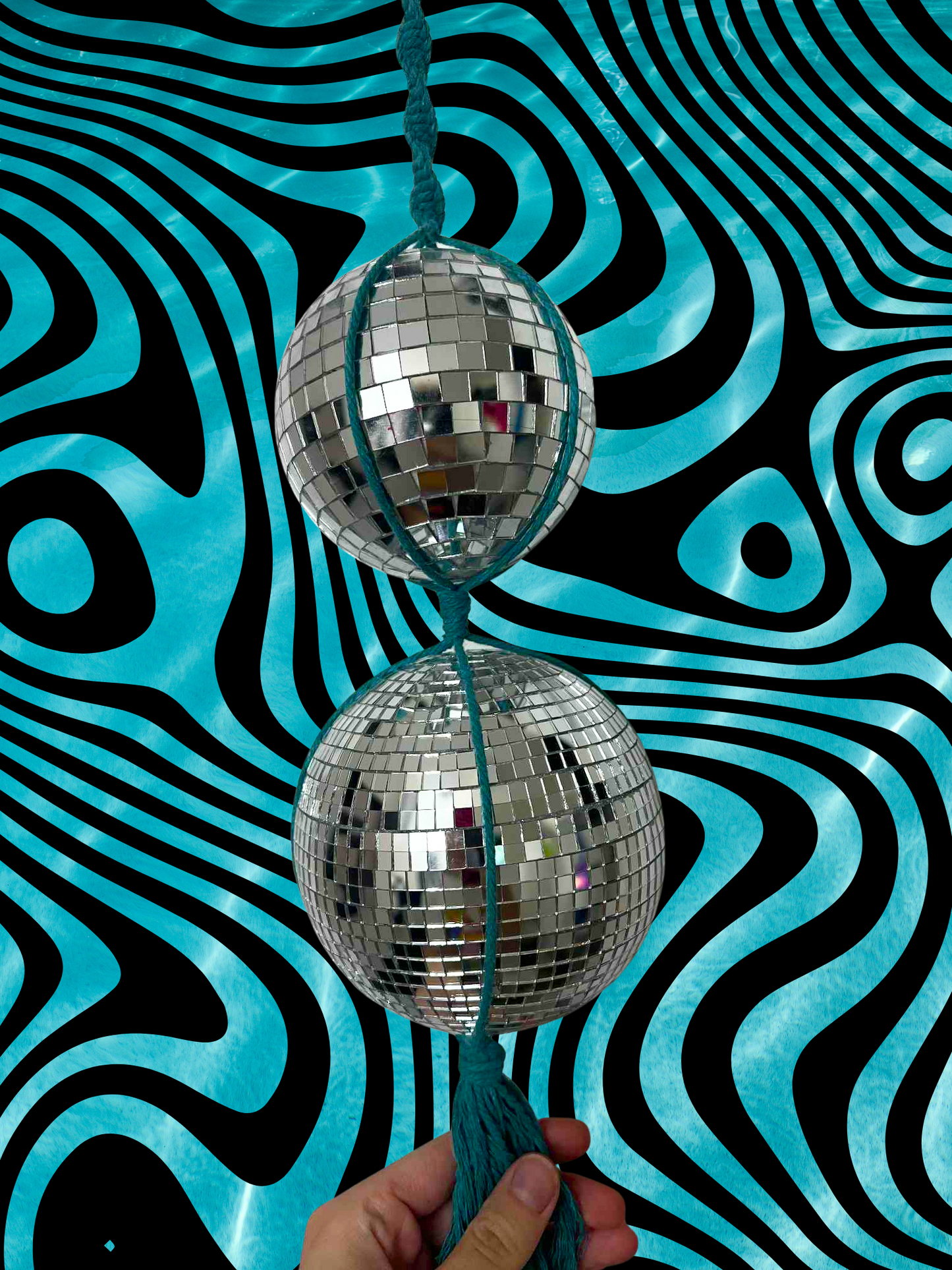Chill Wave Macrame Disco Ball Hanger