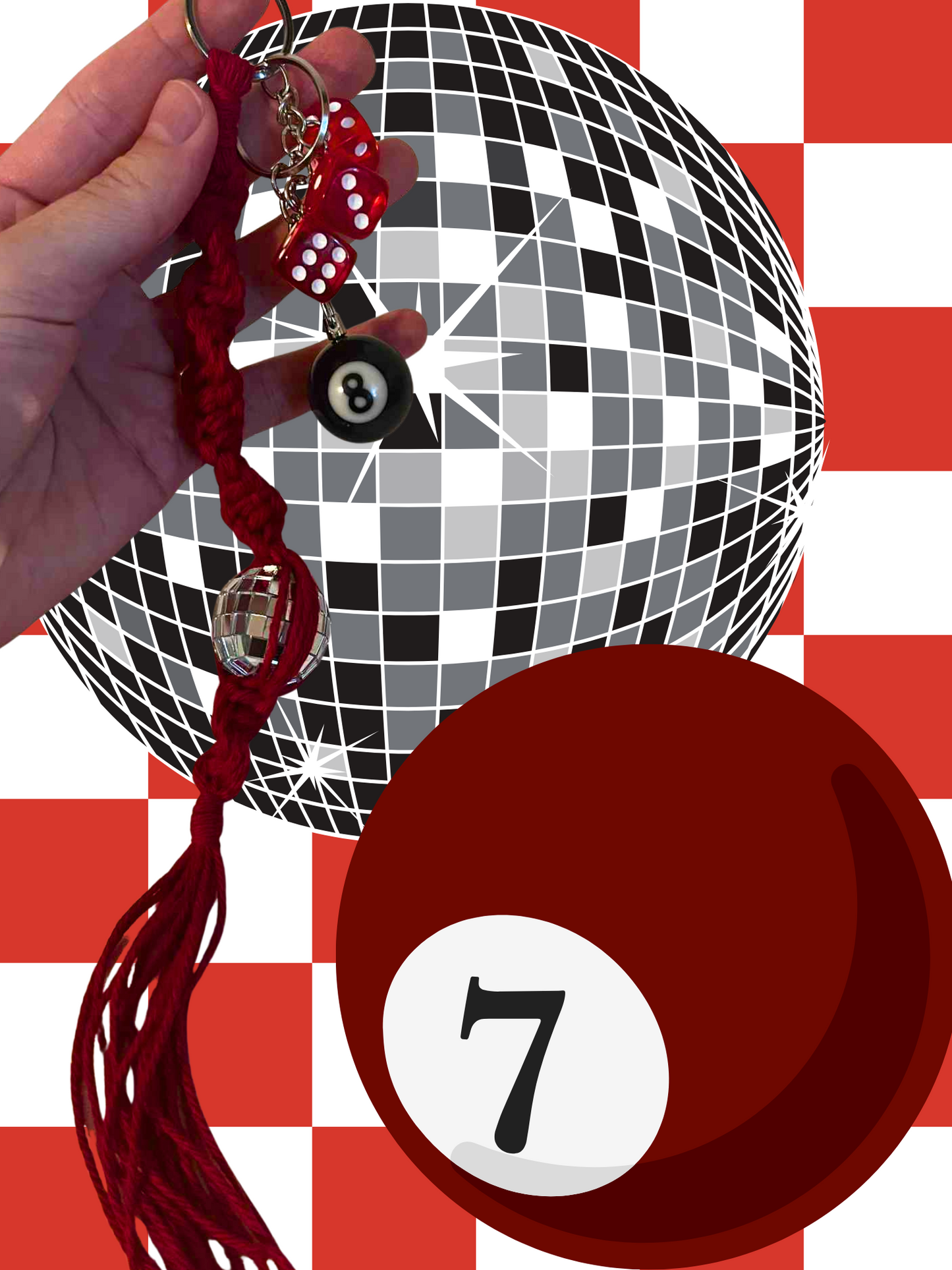 Roll the Disco Macrame Keychain