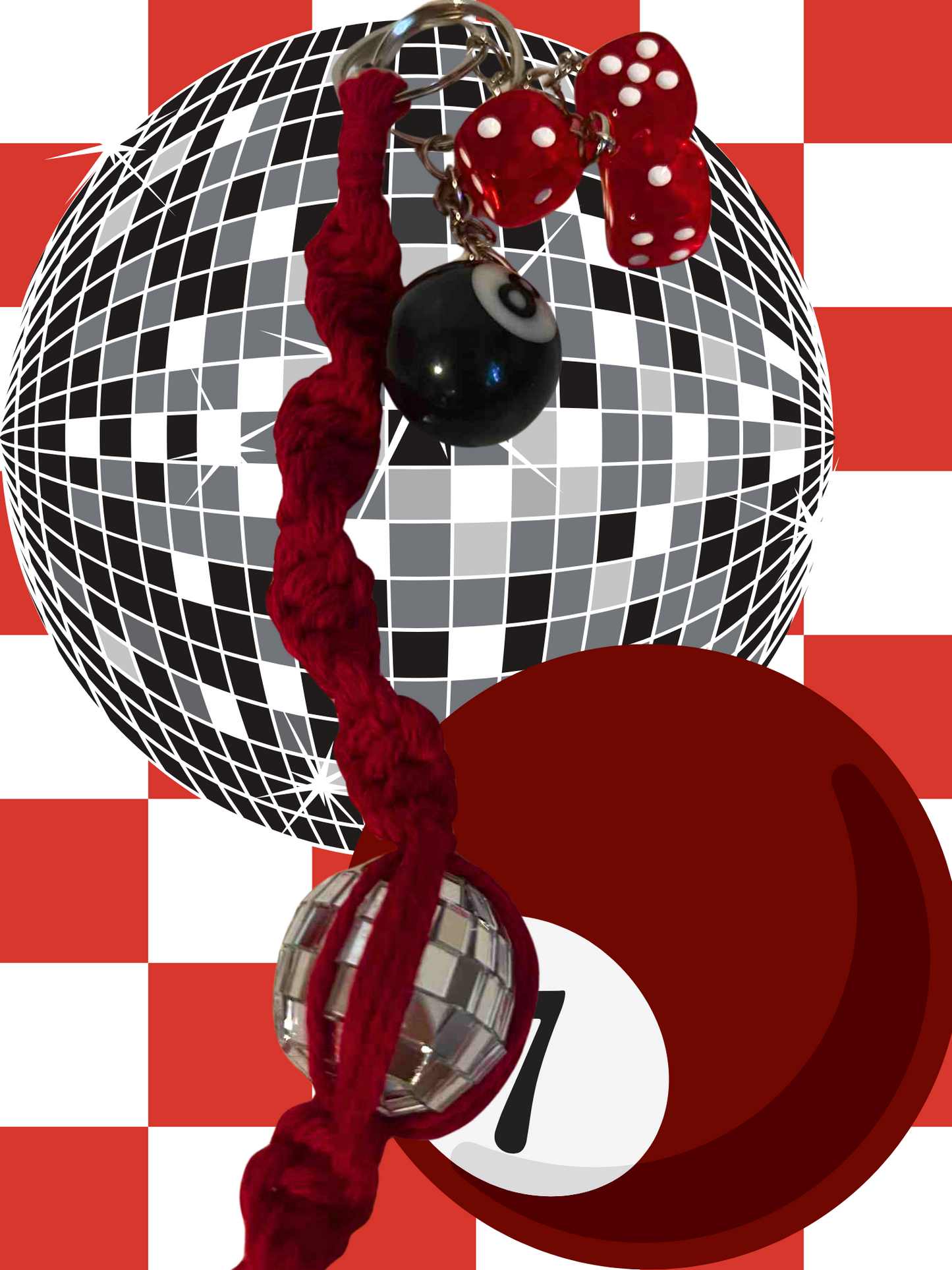 Roll the Disco Macrame Keychain
