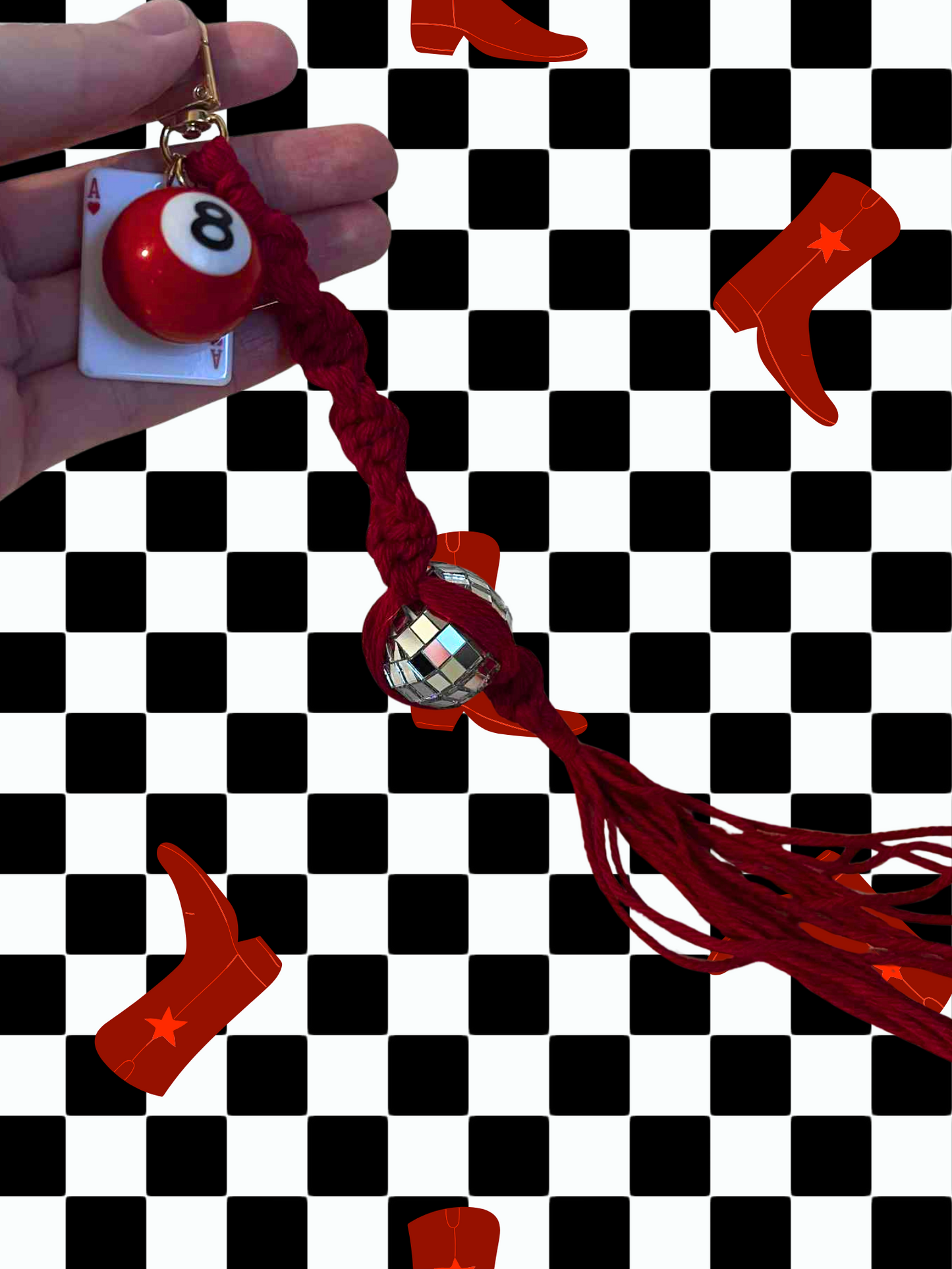 Rolling for Love Macrame Keychain