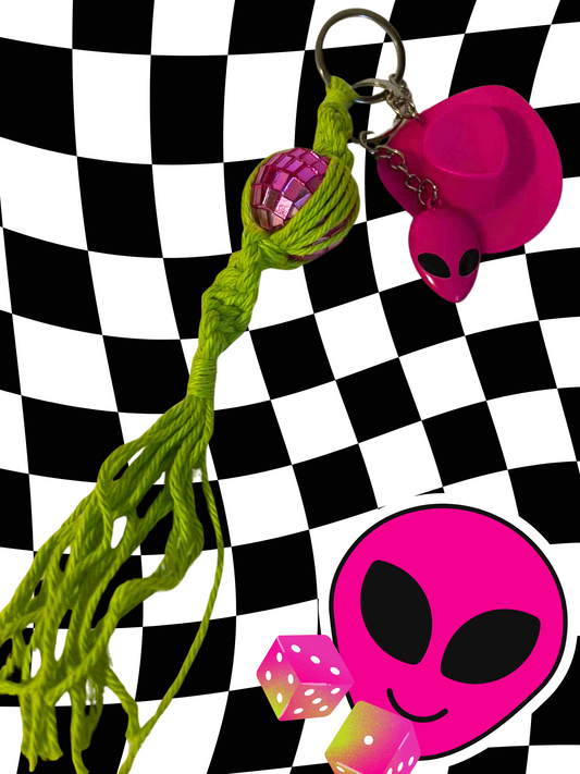 Space Cowgirl Macrame Keychain