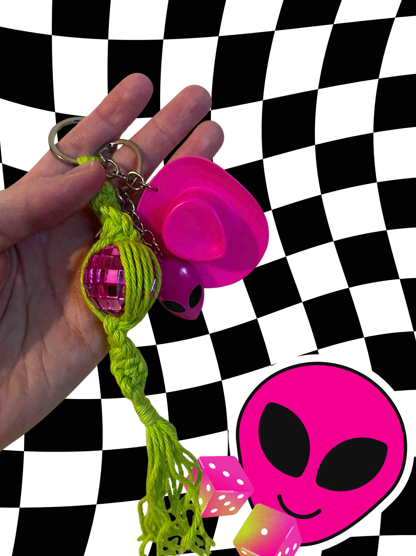 Space Cowgirl Macrame Keychain