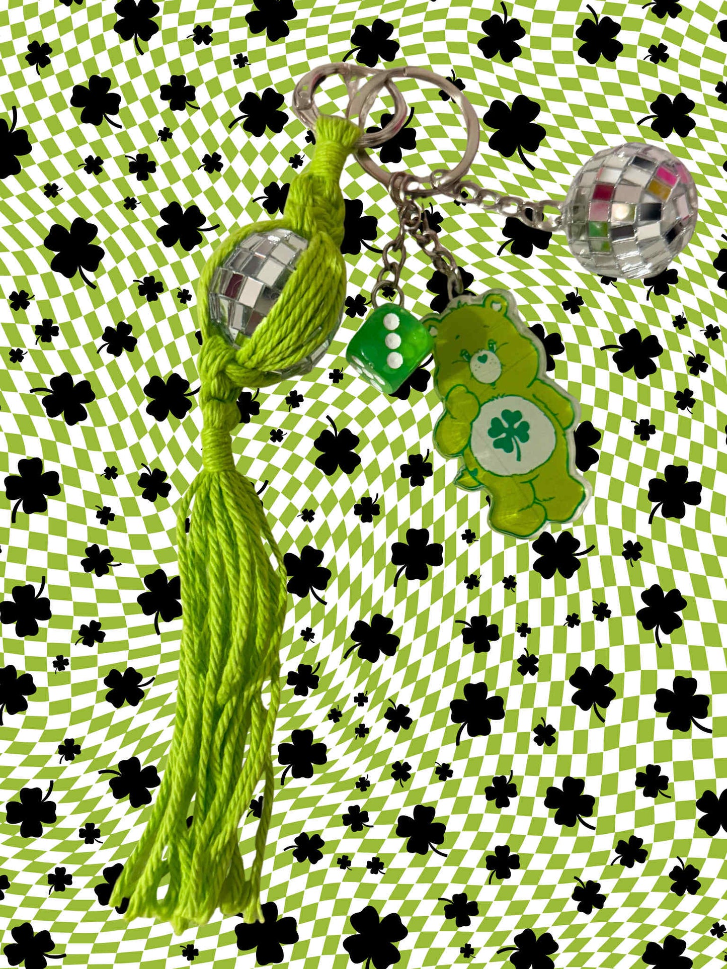 Good Luck Bear Macrame Keychain