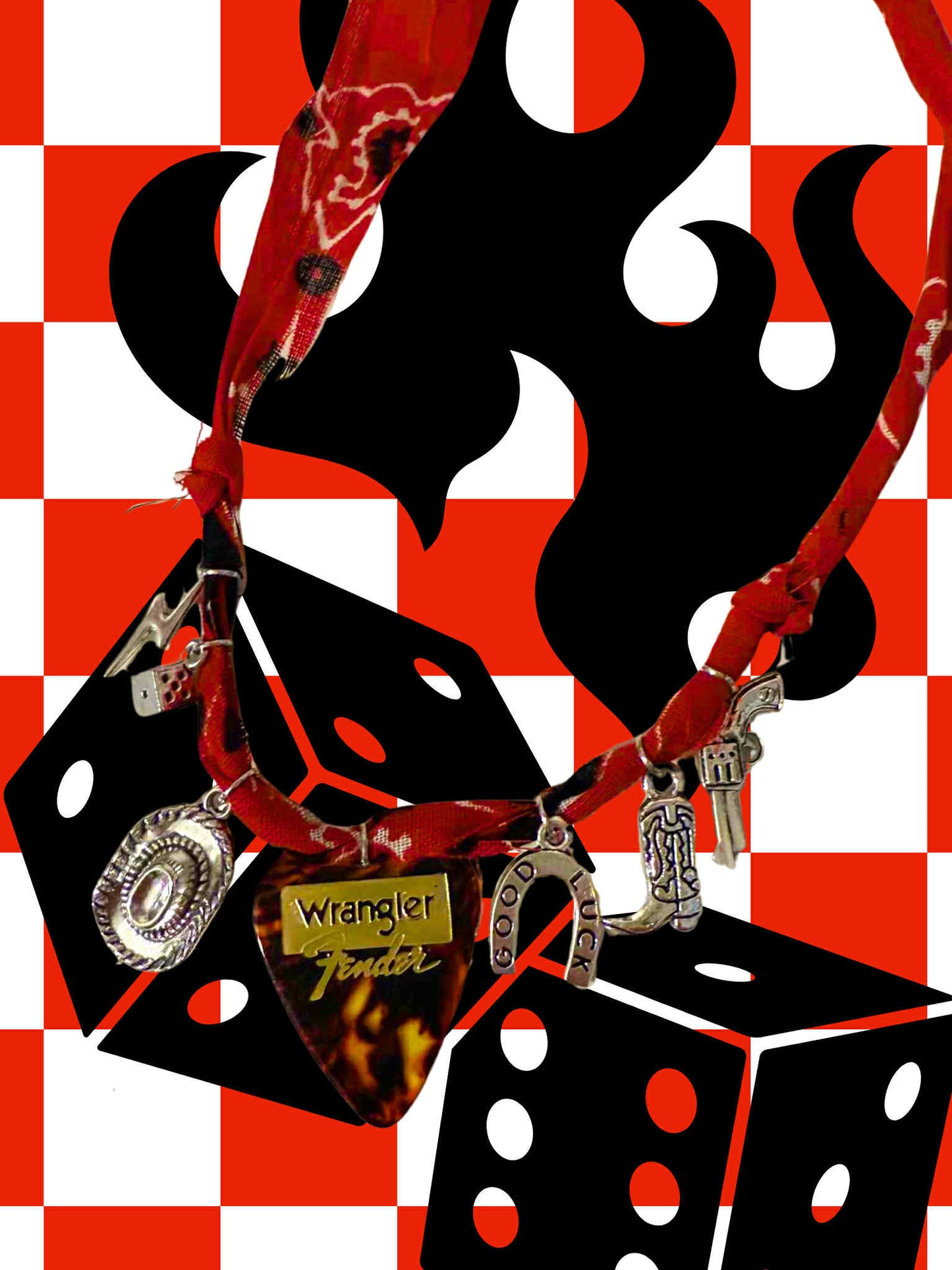 Wranglin ma'am Bandana Charm Necklace