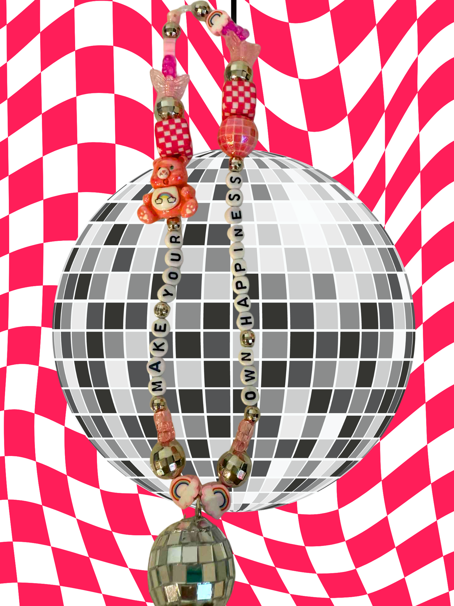 Make Your Own Happiness Rearview Mirror Charm