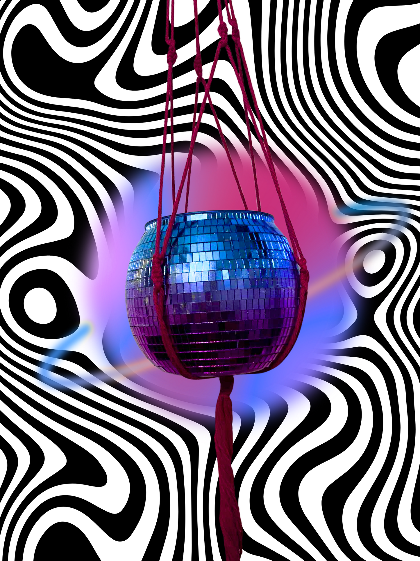 Floral Glow Macrame Disco Ball Hanger