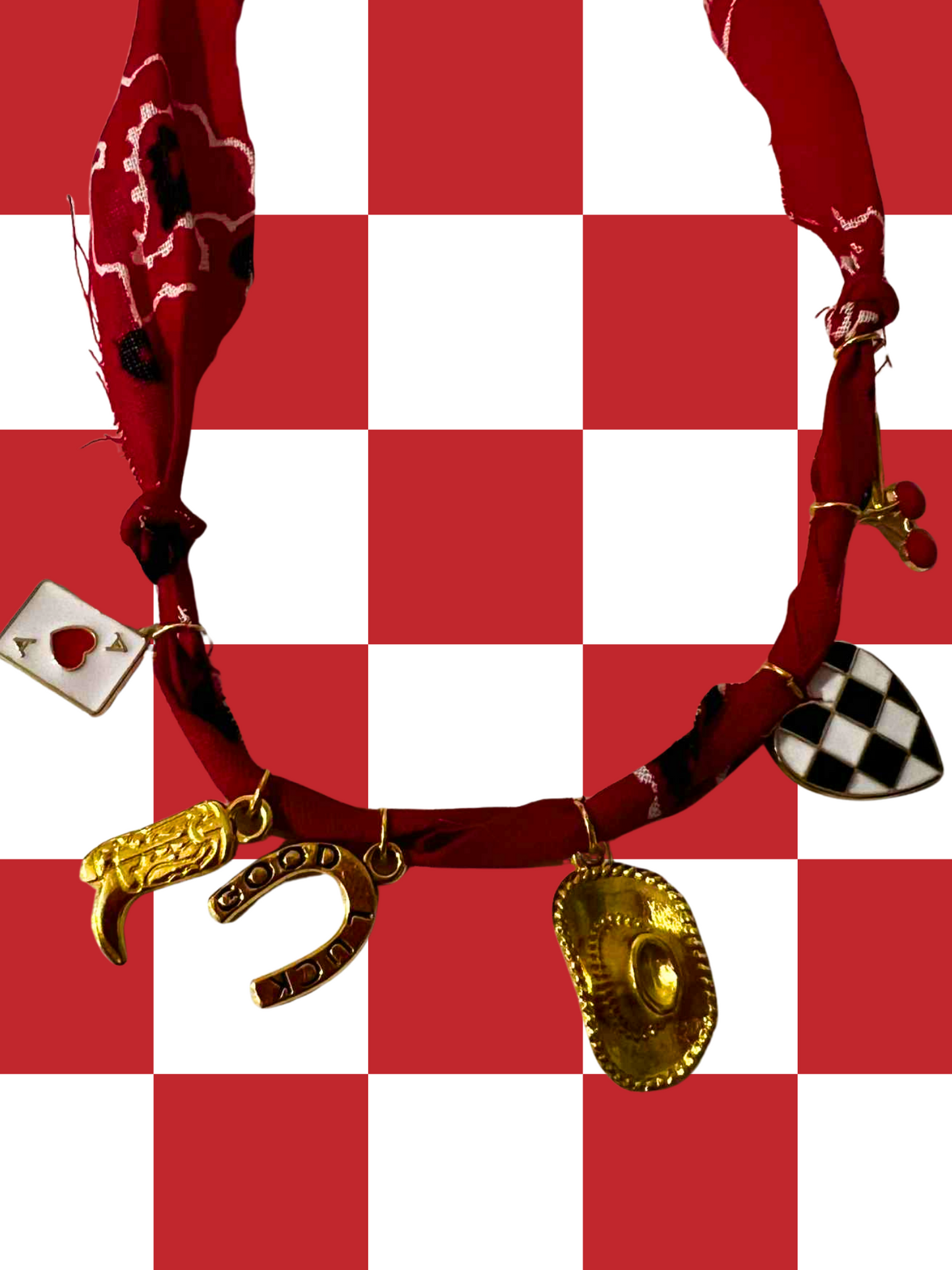 Lucky You Bandana Charm Necklace