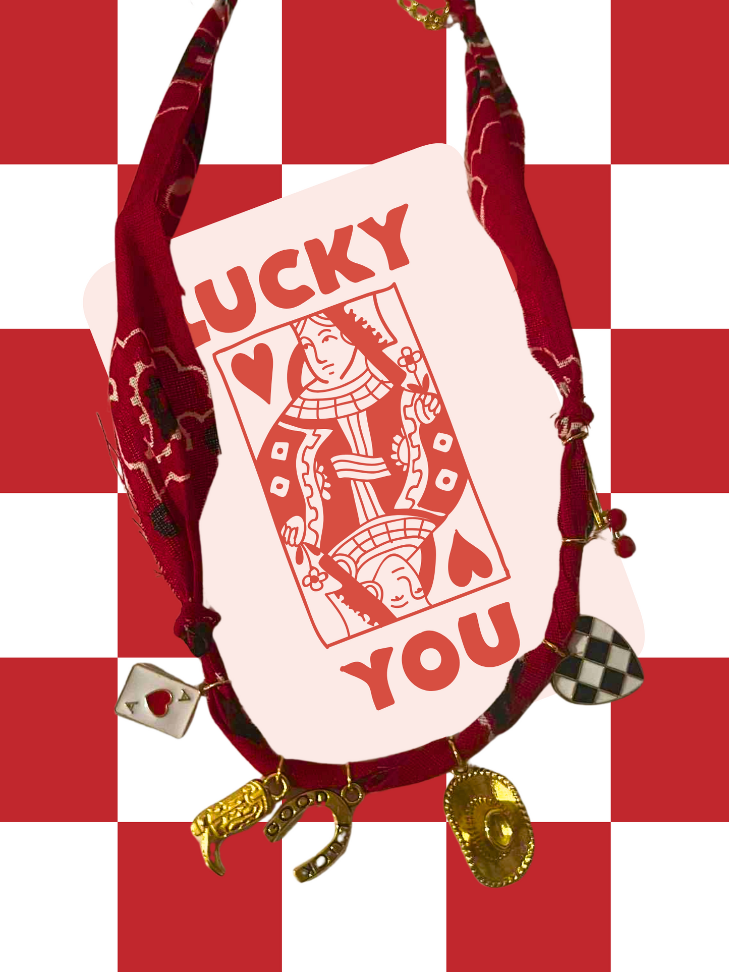 Lucky You Bandana Charm Necklace