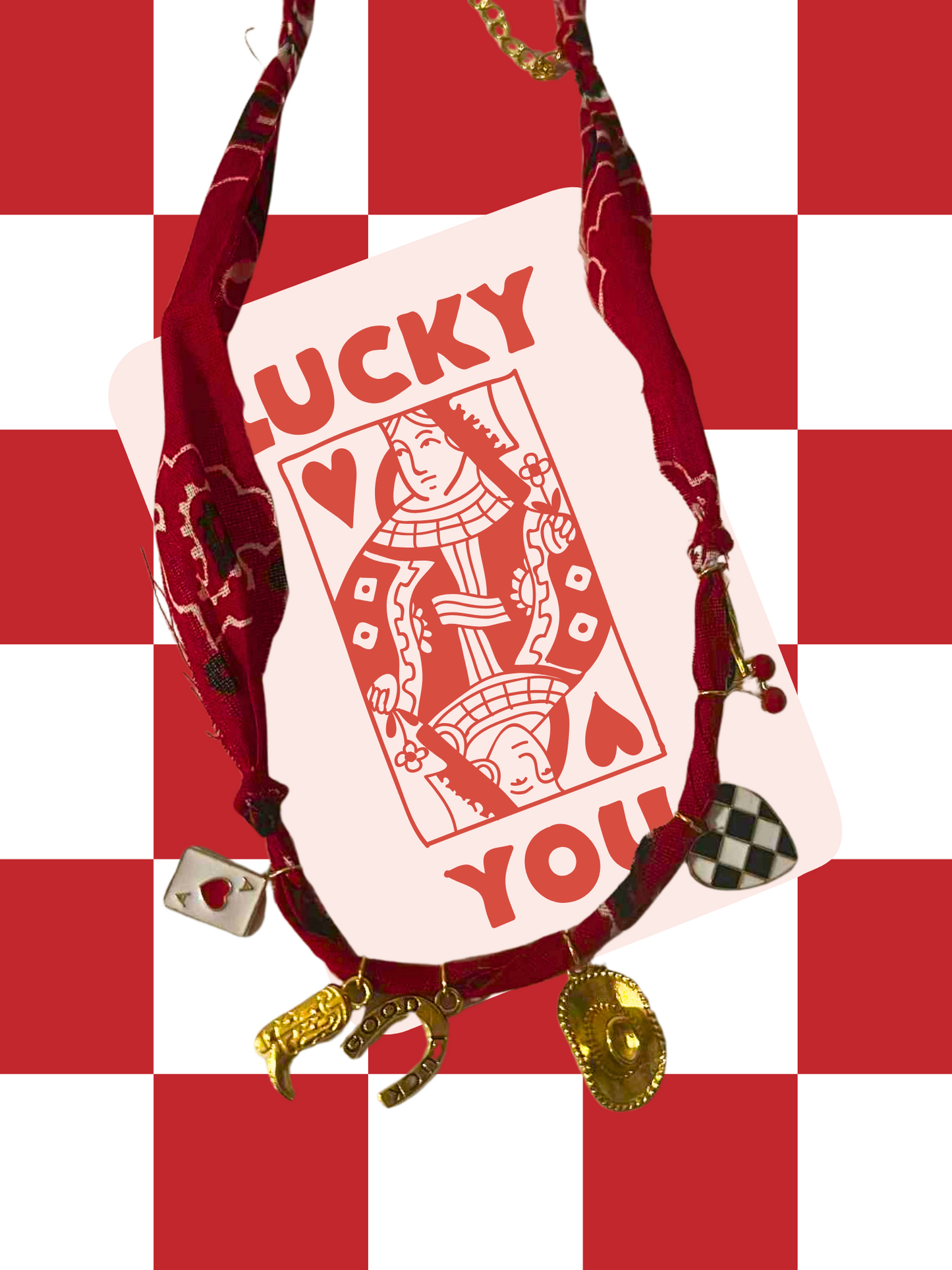 Lucky You Bandana Charm Necklace