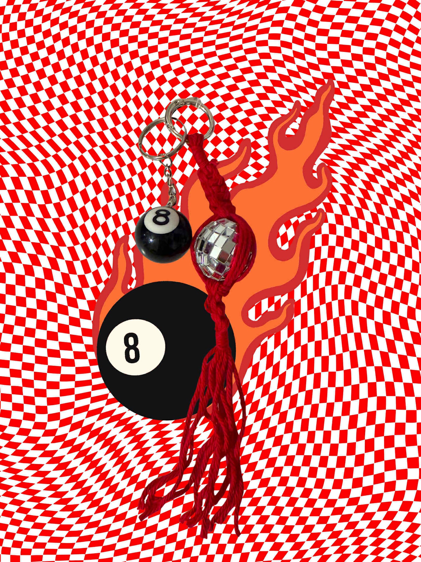 Bettin on the Eightball Macrame Keychain