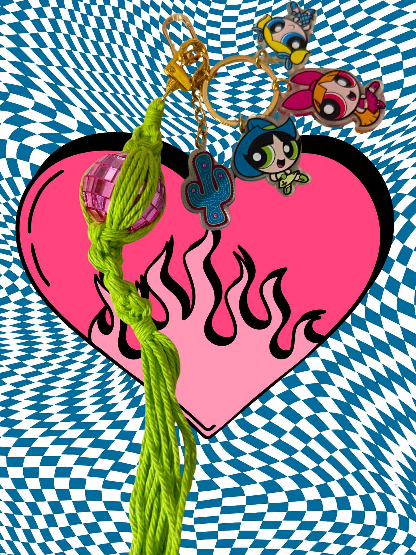 Powerpuff Girls Cowgirls Macrame Keychains