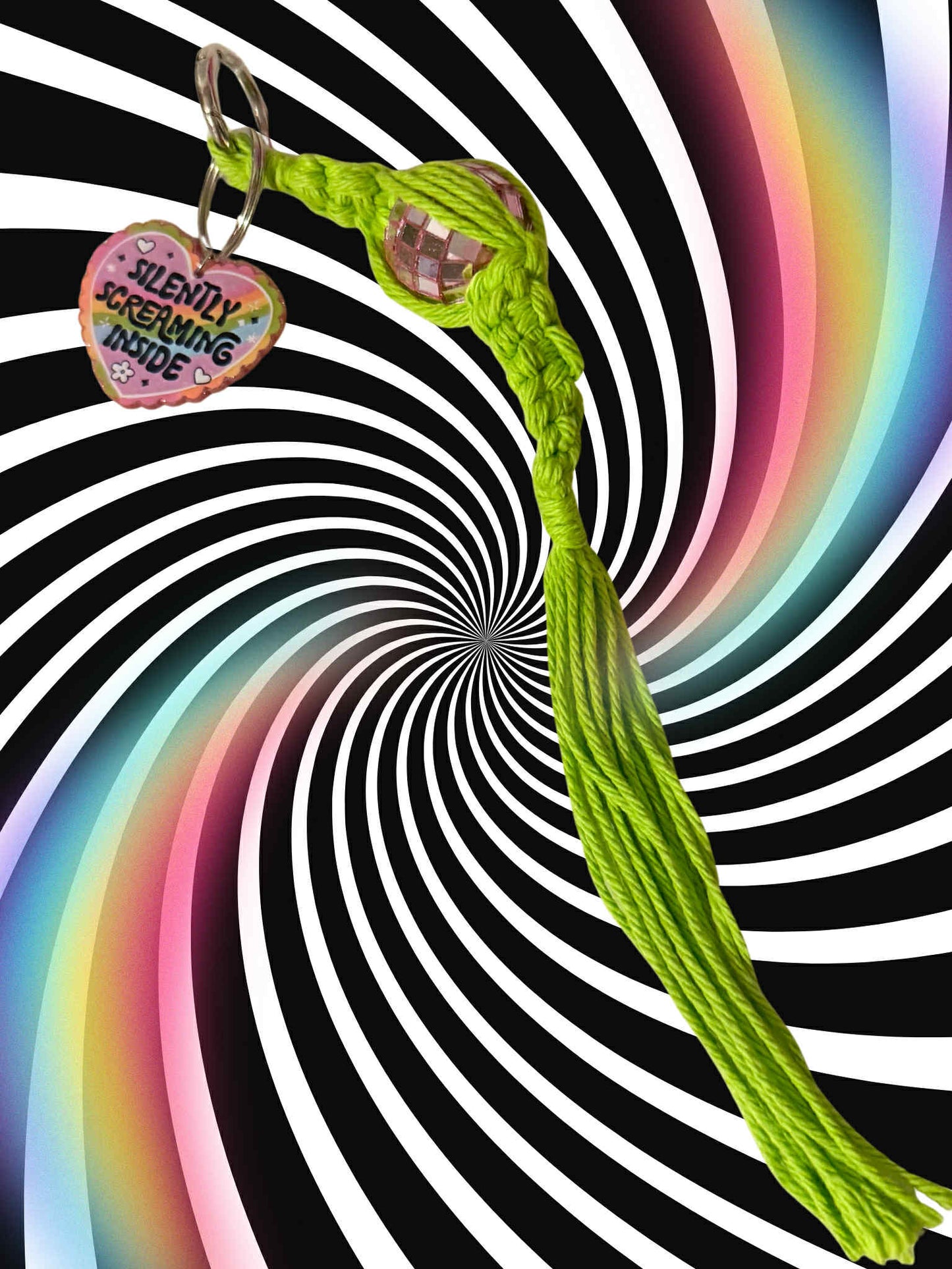 Silently Screaming Macrame Keychain