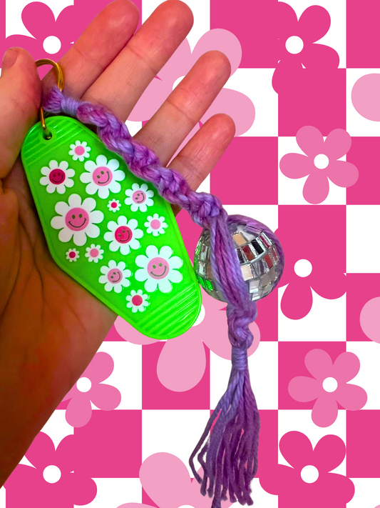 Flower Power Macrame Keychain