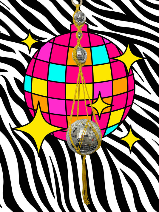 Chasing the Glitter Macrame Disco Ball Hanger