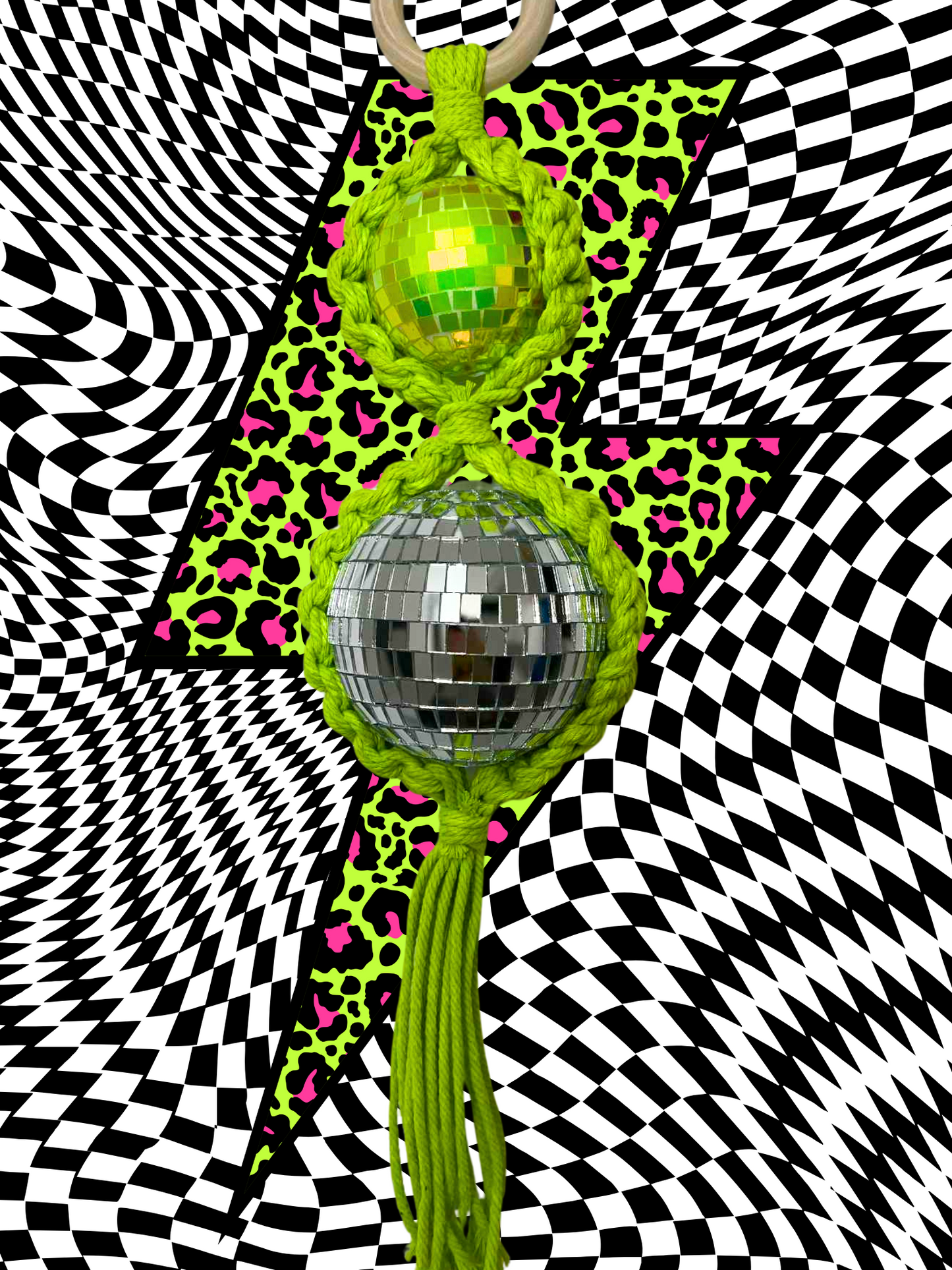 Happy Vibe Macrame Disco Ball Hanger