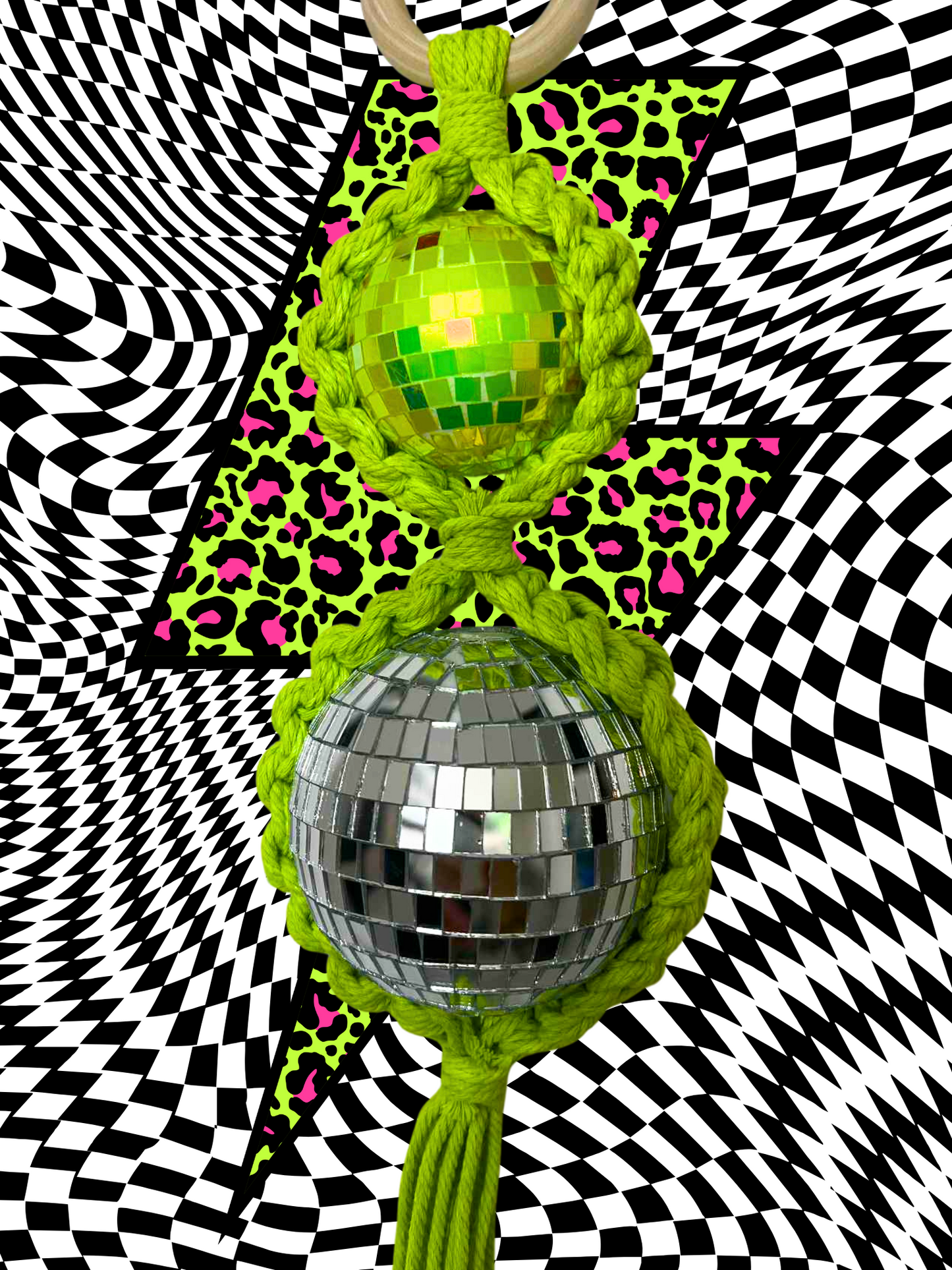 Happy Vibe Macrame Disco Ball Hanger