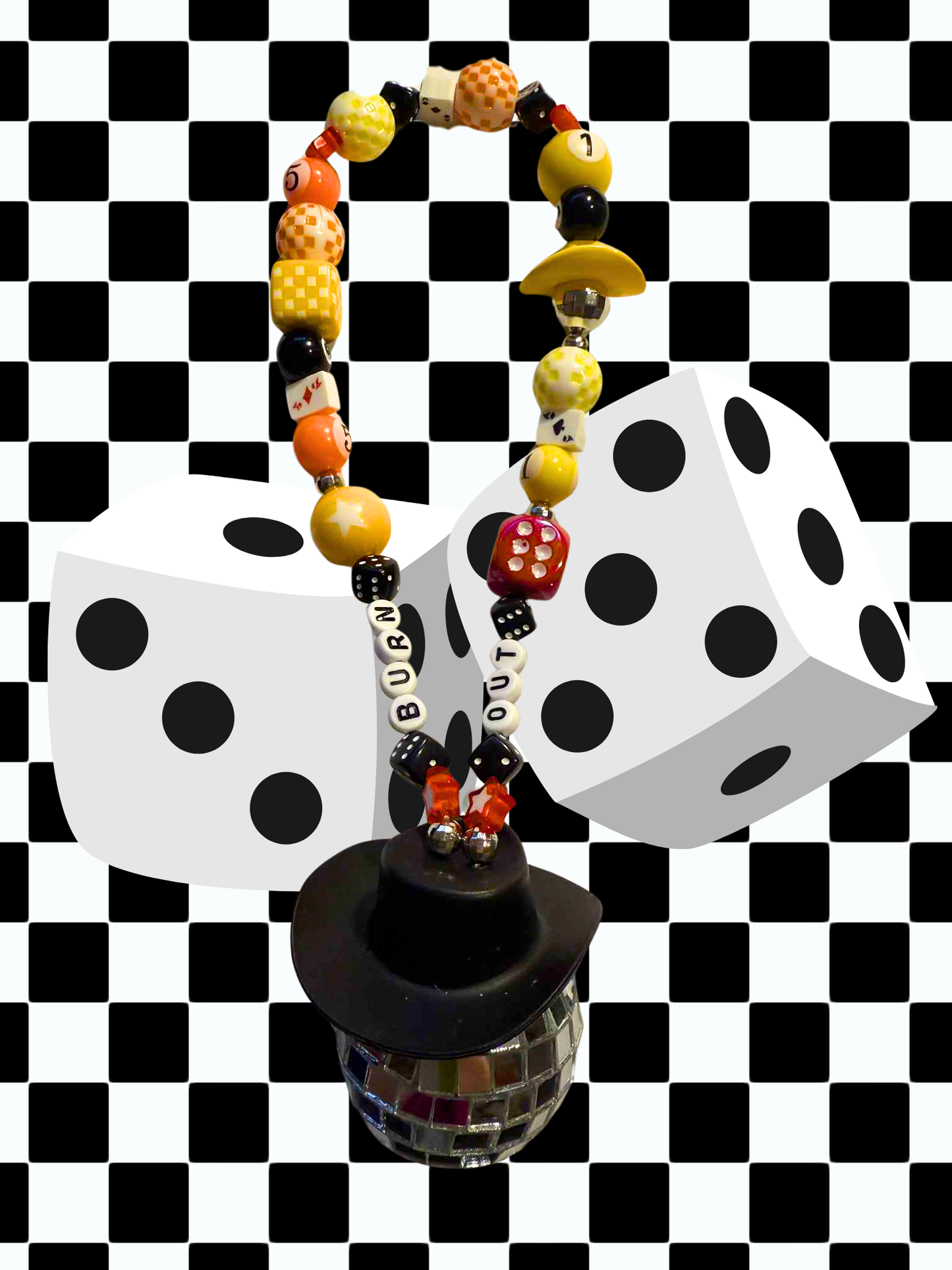 Burn Out Rearview Mirror Charm