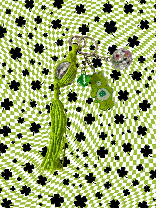 Good Luck Bear Macrame Keychain