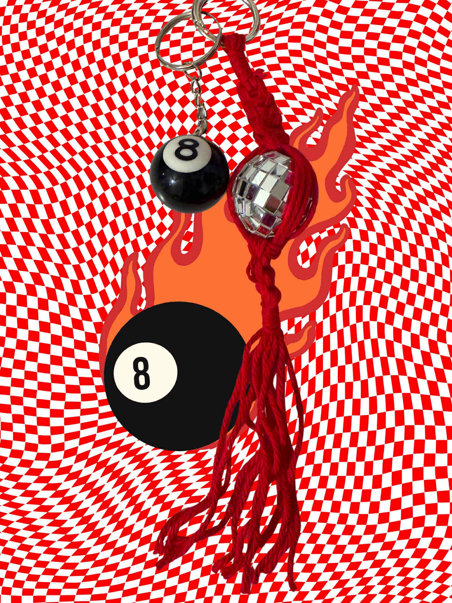 Bettin on the Eightball Macrame Keychain