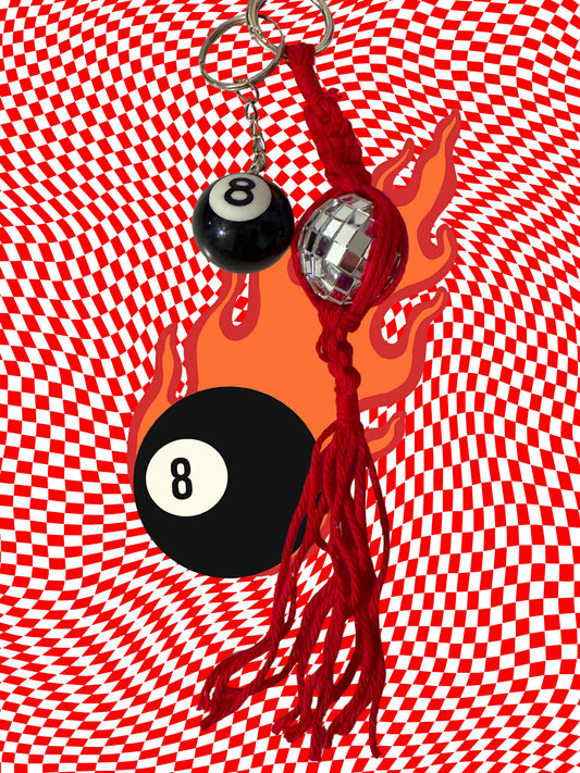 Bettin on the Eightball Macrame Keychain