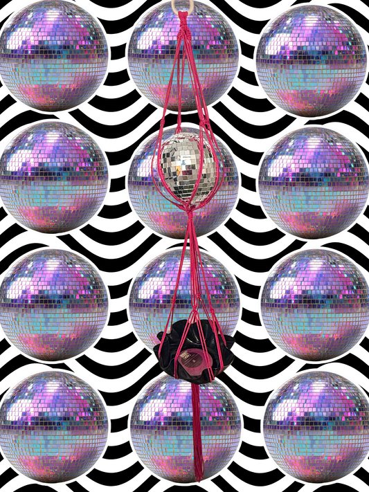 Boogie Nights Macrame Disco Ball Hanger