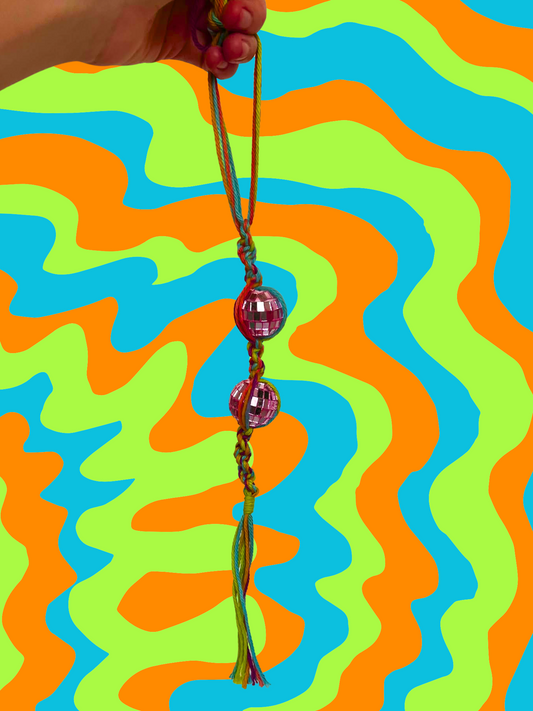 Rainbow Daze Macrame Rearview Mirror Charm