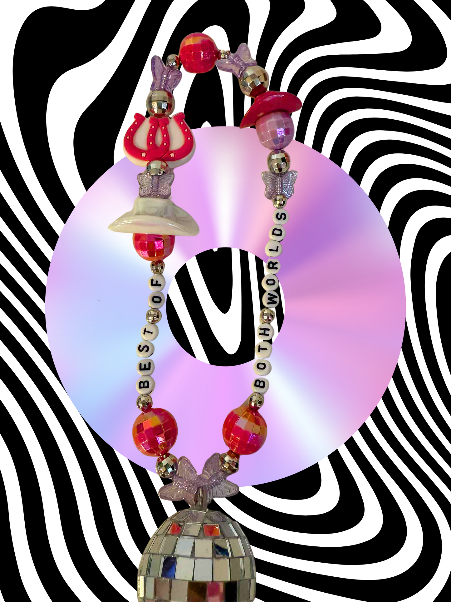 Best of Both Worlds Rearview Mirror Charm