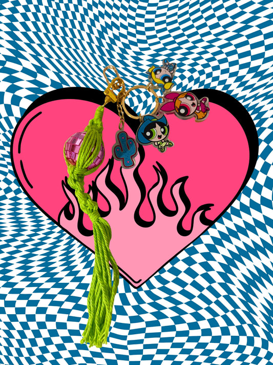 Powerpuff Girls Cowgirls Macrame Keychains