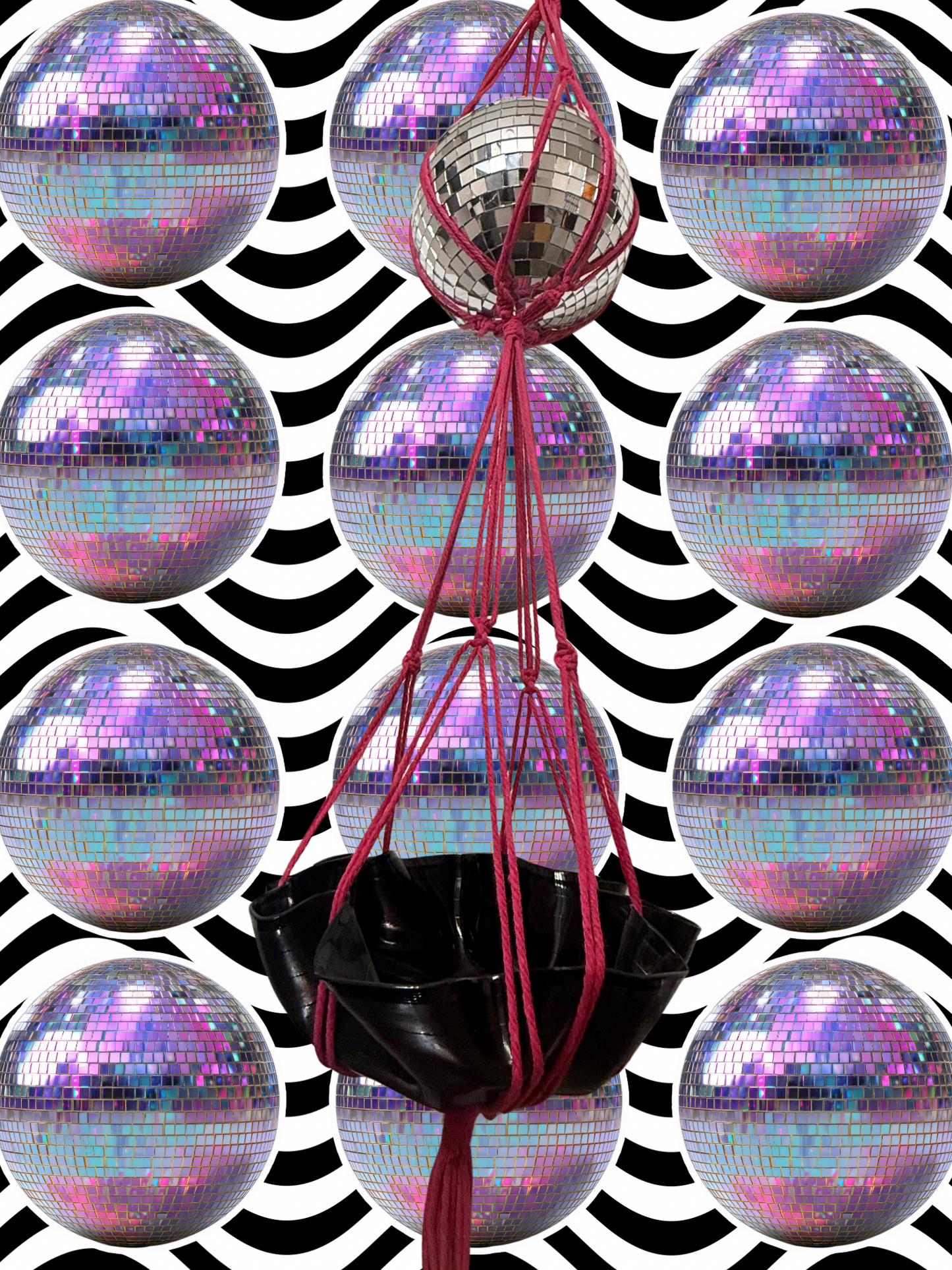 Boogie Nights Macrame Disco Ball Hanger
