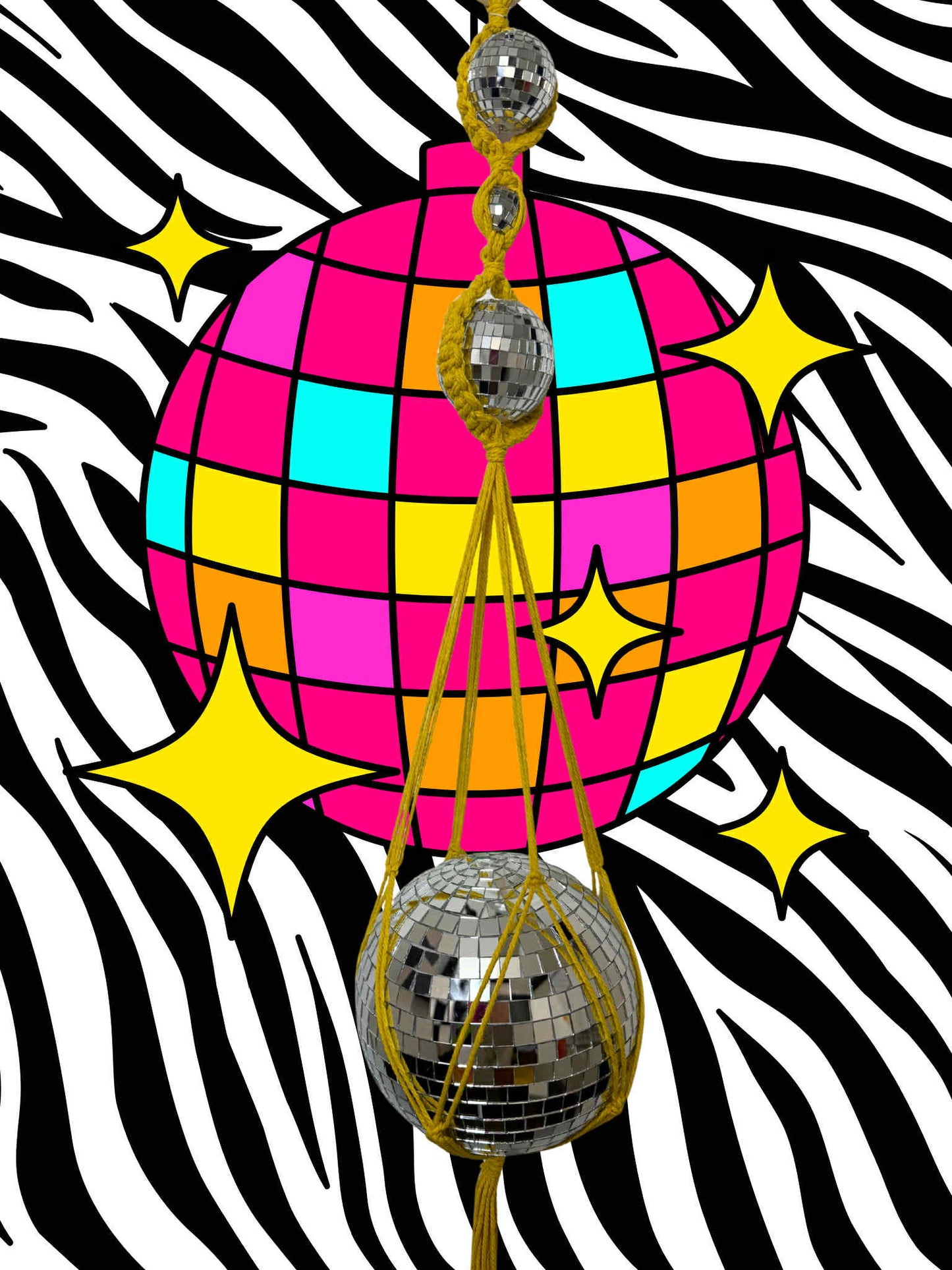 Chasing the Glitter Macrame Disco Ball Hanger