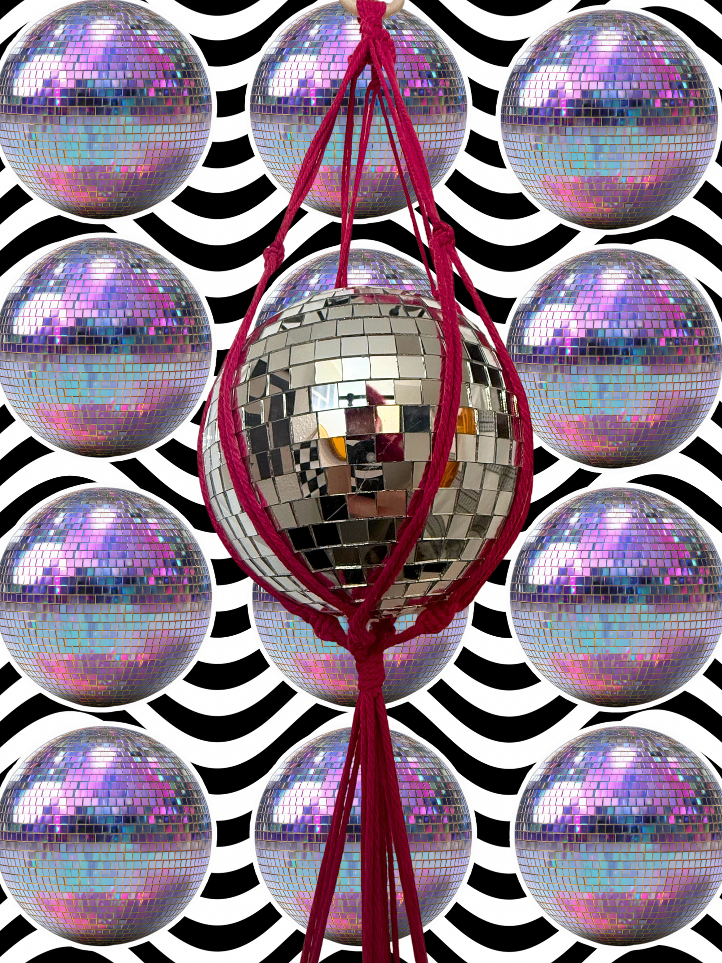 Boogie Nights Macrame Disco Ball Hanger