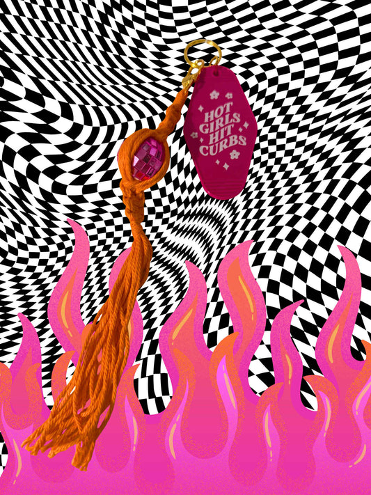 Hot Girls Hit Curbs Macrame Keychain