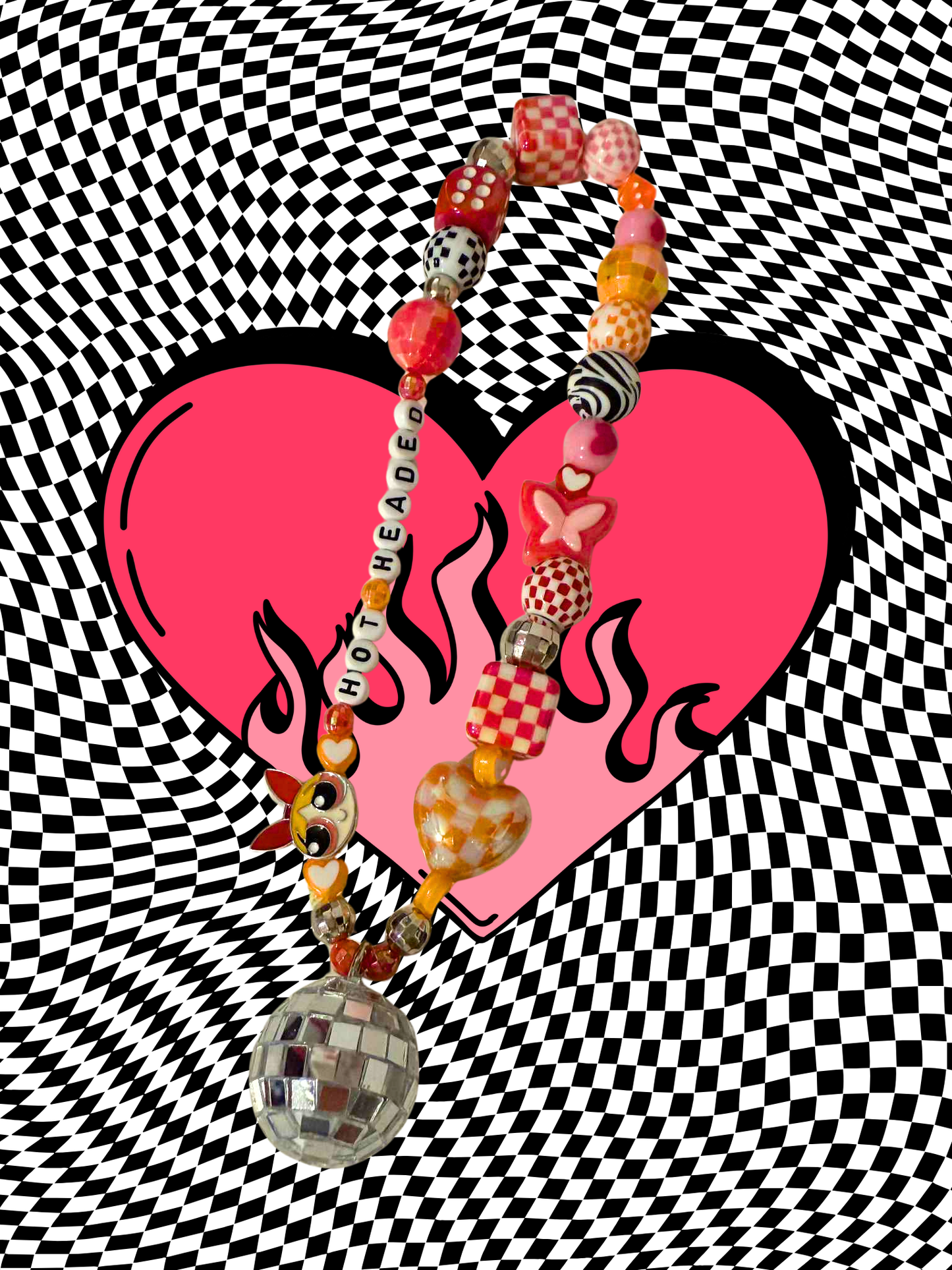 Hot Headed Rearview Mirror Charm