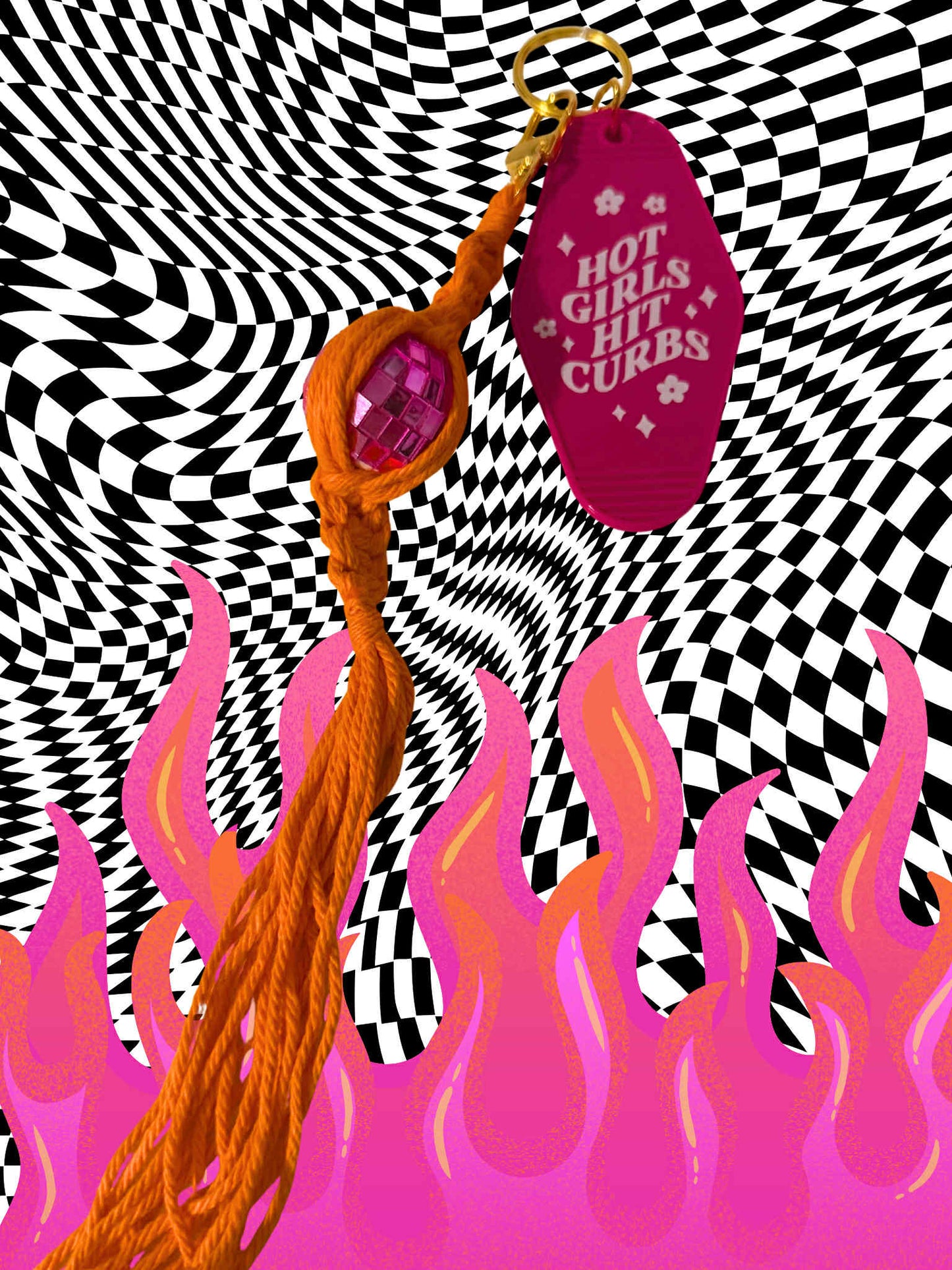 Hot Girls Hit Curbs Macrame Keychain