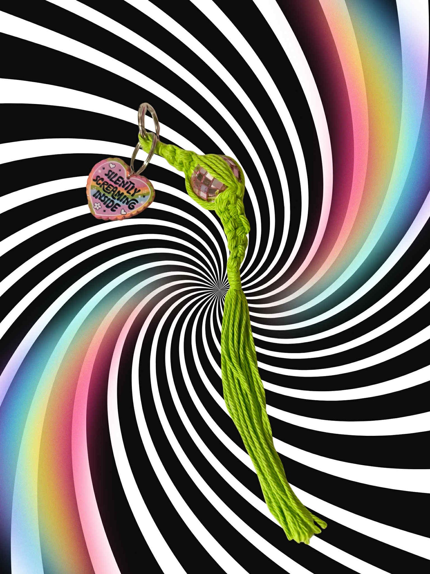 Silently Screaming Macrame Keychain