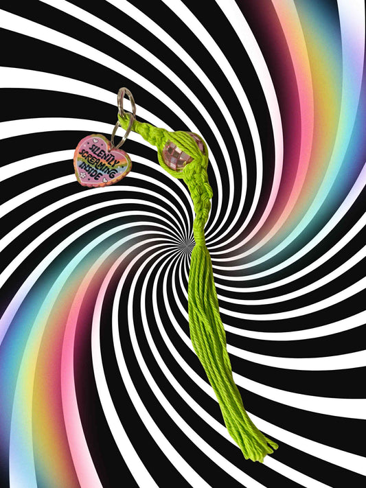 Silently Screaming Macrame Keychain