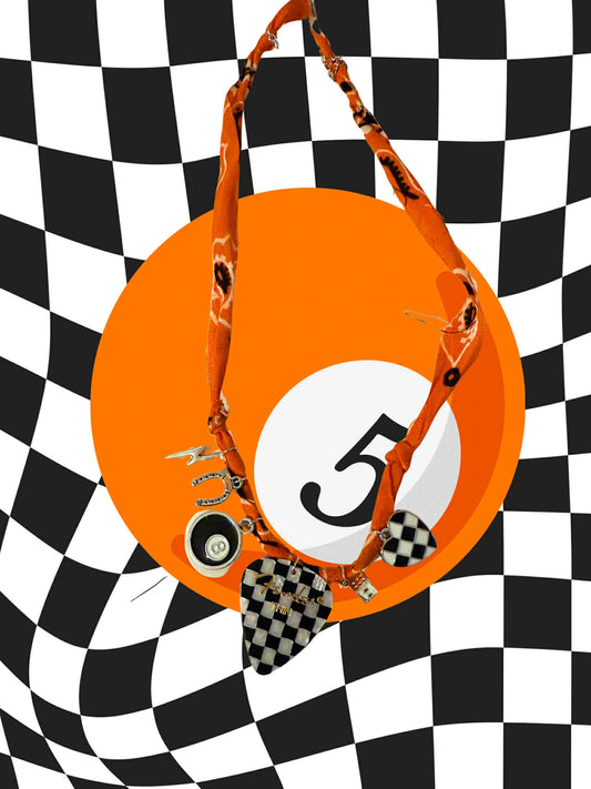 Burnin the Tracks Bandana Charm Necklace