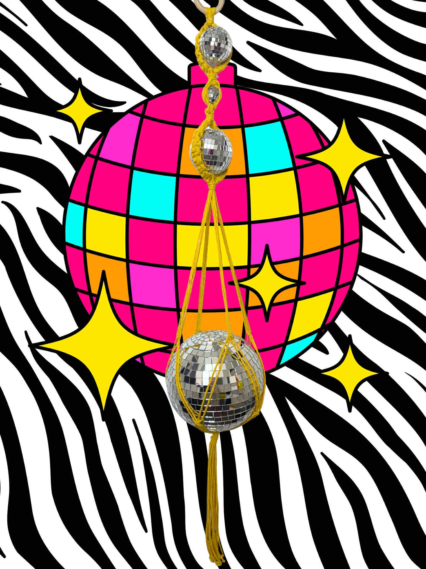 Chasing the Glitter Macrame Disco Ball Hanger