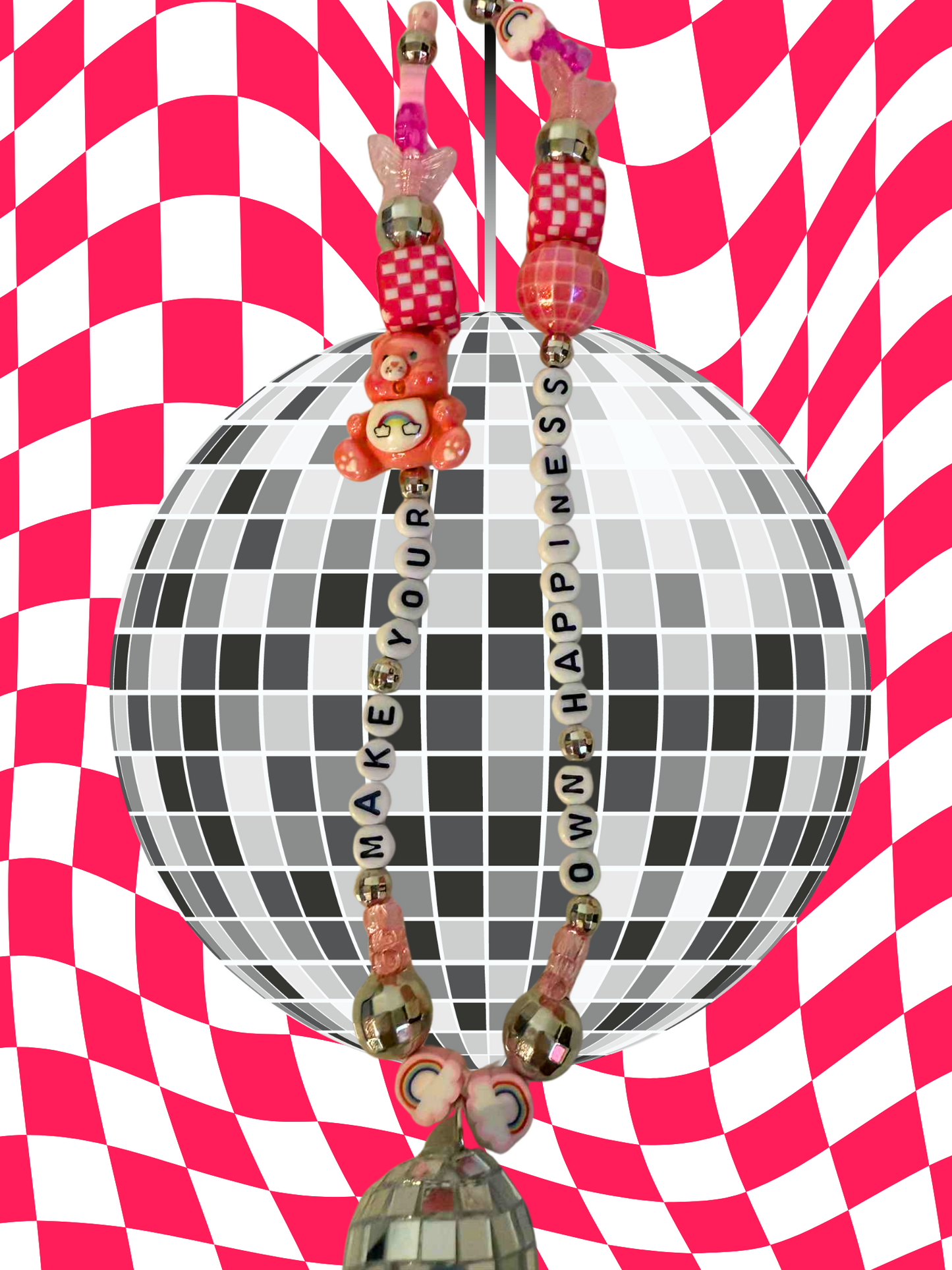 Make Your Own Happiness Rearview Mirror Charm