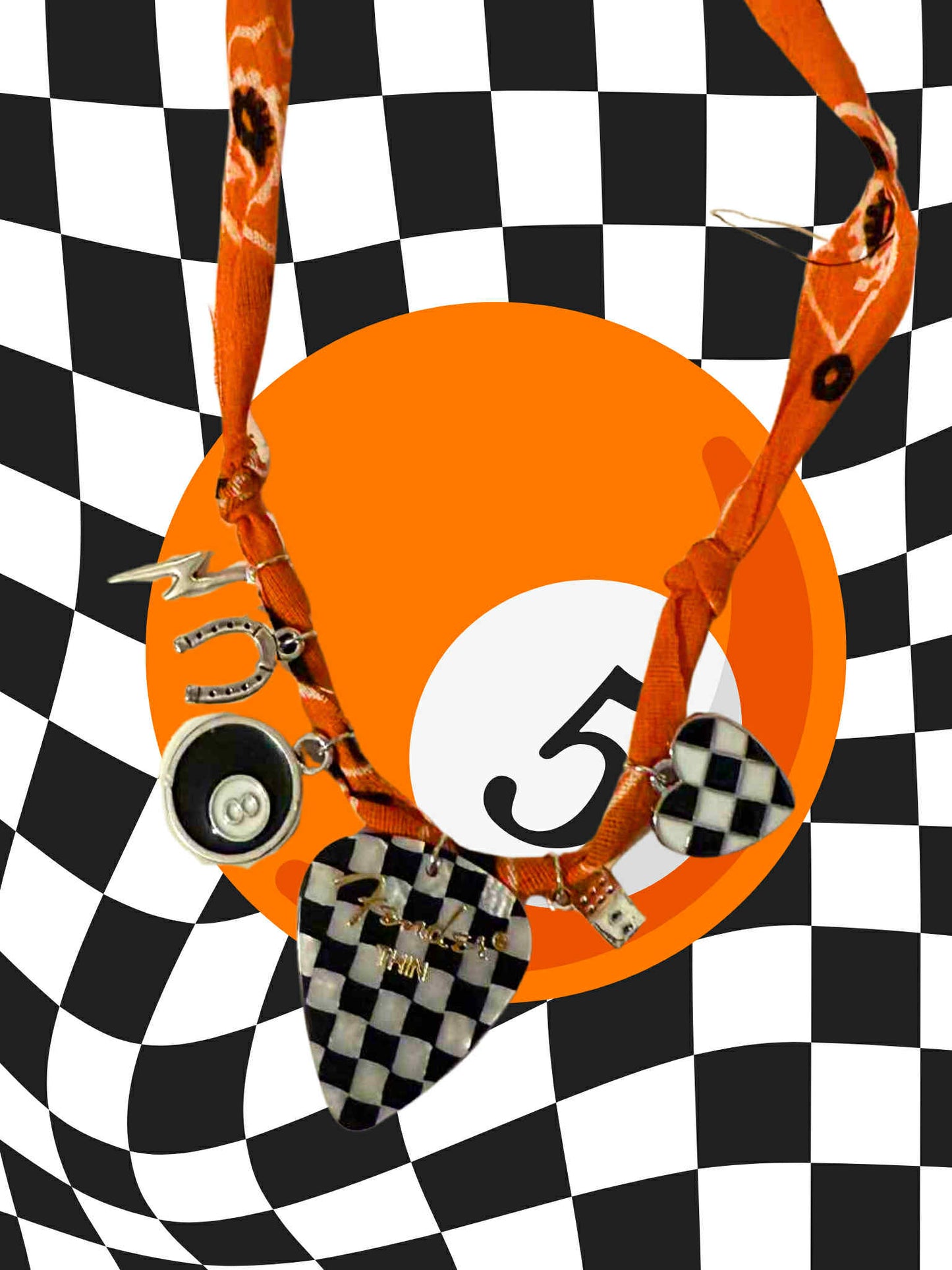 Burnin the Tracks Bandana Charm Necklace