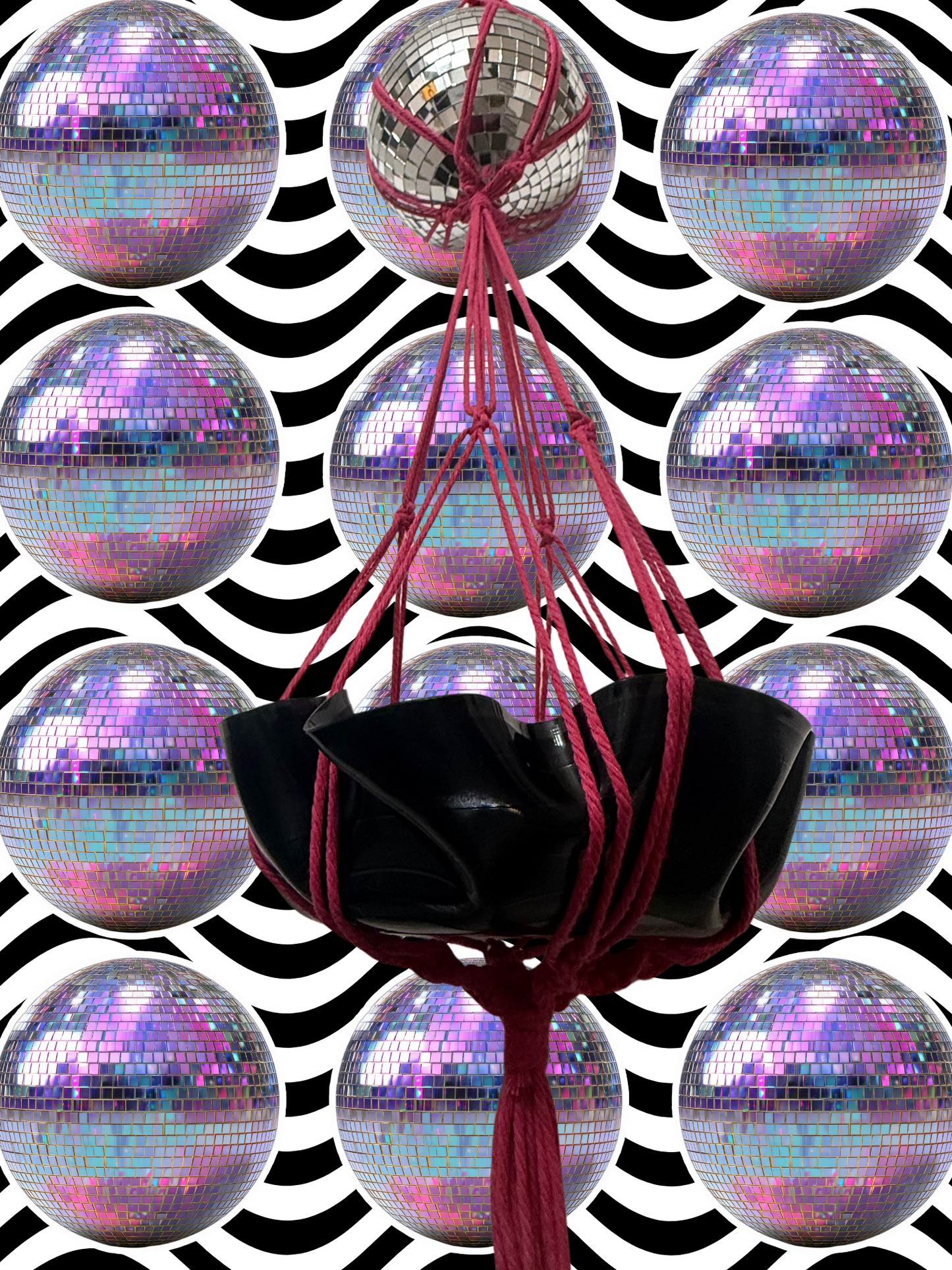 Boogie Nights Macrame Disco Ball Hanger