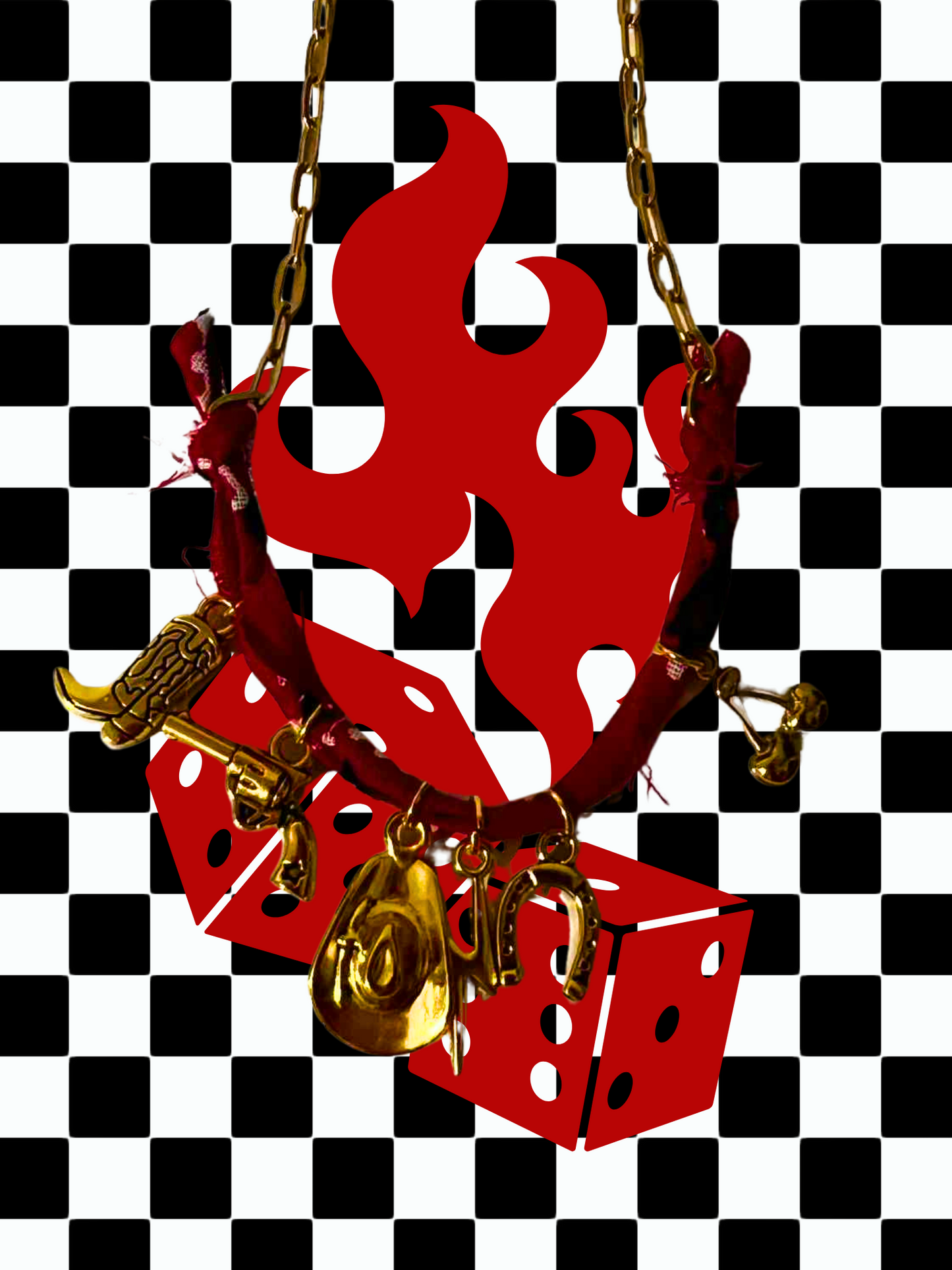 Hotter than Hell Bandana Charm Necklace