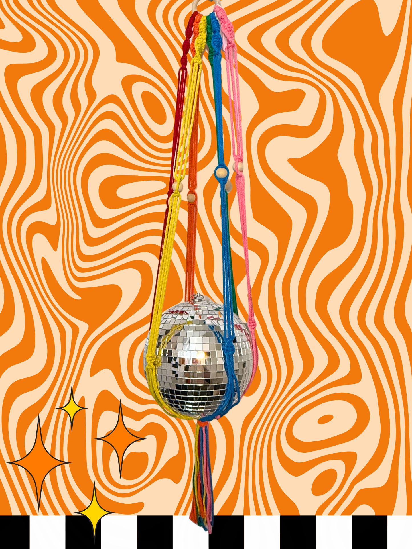 Chasing Rainbows Macrame Disco Ball Hanger