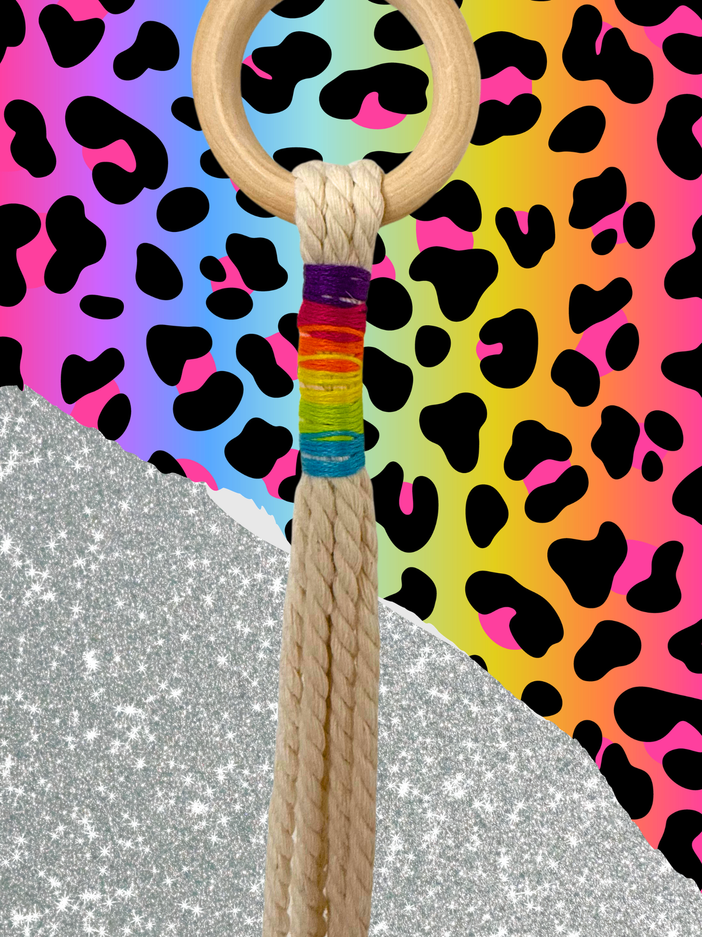 Rainbow Nostalgia Macrame Disco Ball Hanger