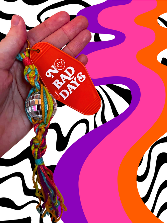 No Bad Days Macrame Keychain