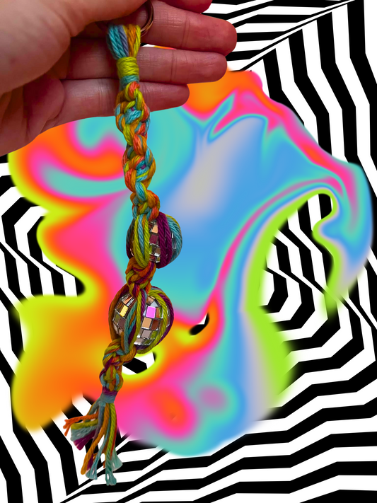 Trippy Ride Macrame Keychain